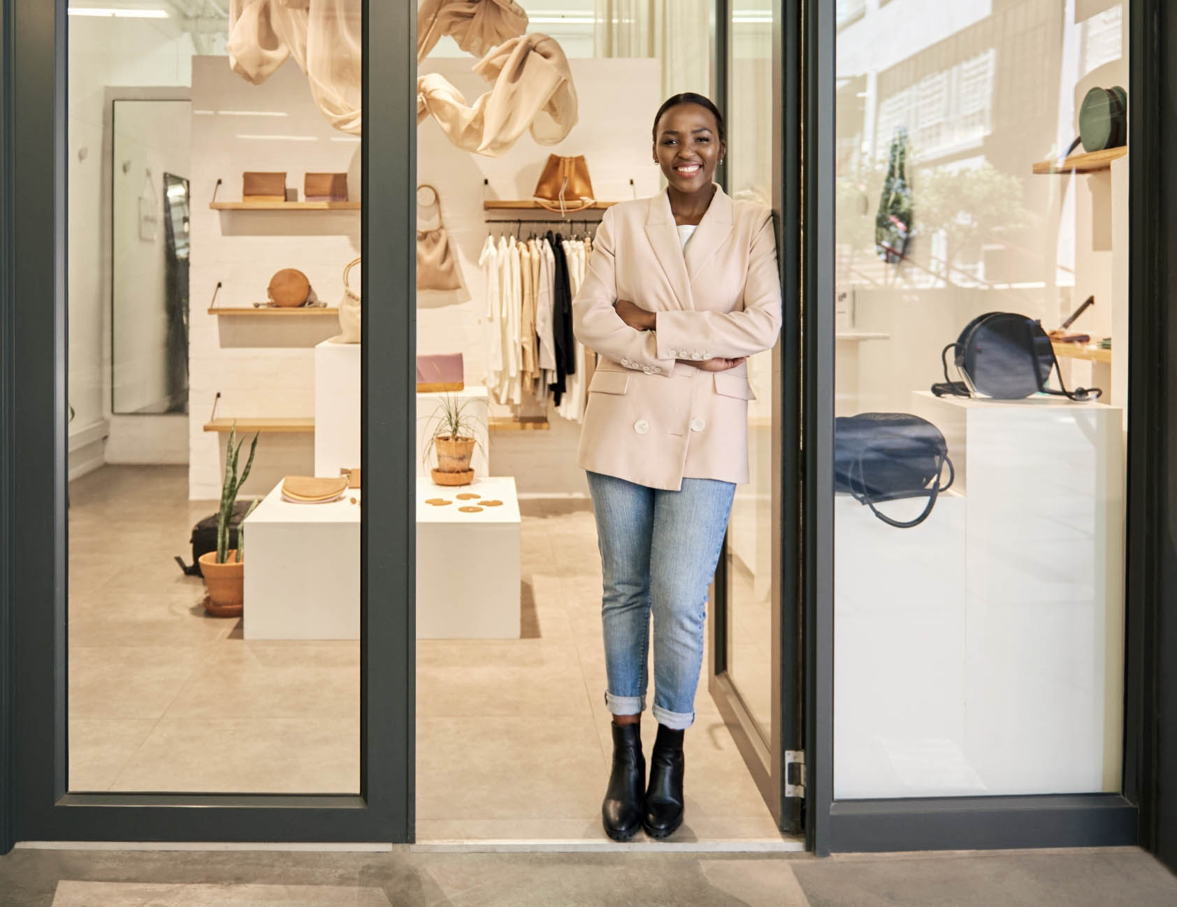 Woman in storefront